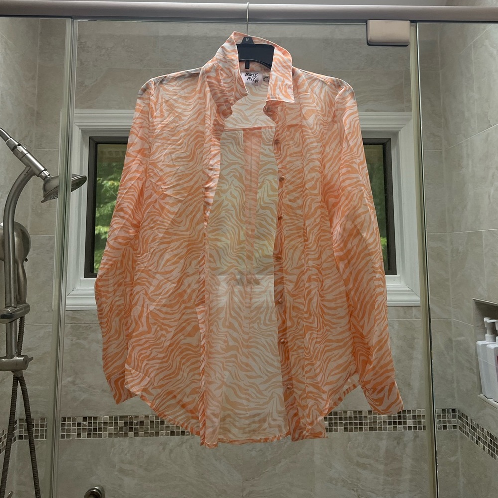 Princess polly orange zebra button up